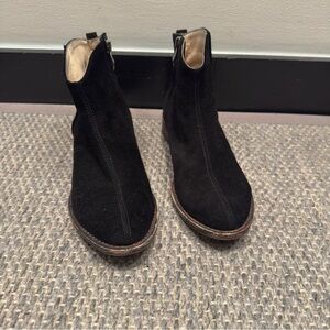 Noevision- Made in Poland Black Suede Ankle Boots Zip Up Sides Size 37